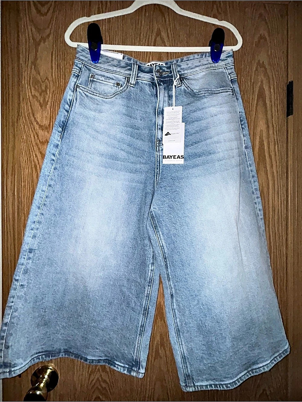 New, BAYEAS Timothy Mid-Rise Drop Crotch Cropped Wide Leg Jeans